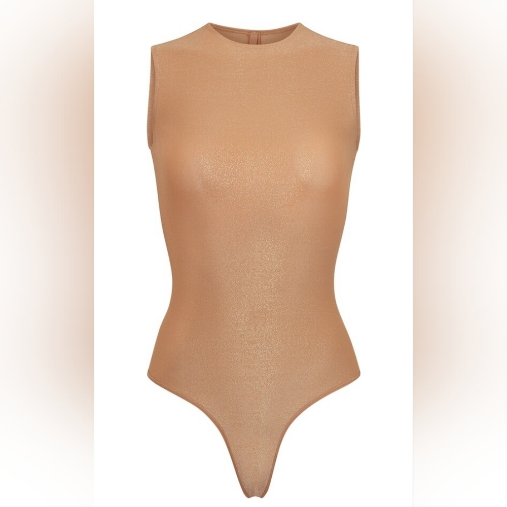 SKIMS Shimmer Crew Neck Sleeveless Bodysuit/3X/OCHRE/NWT